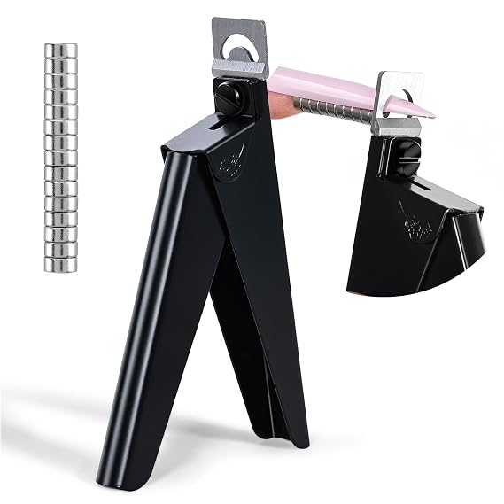 AIRSEE Professional Acrylic Nail Clippers with Magnetic Sizers,Black | Stainless Steel Nail Trimmer for Artificial Tips & Acrylic Nails Fake Nail Tips, Manicure Pedicure Tool for Salon Home DIY