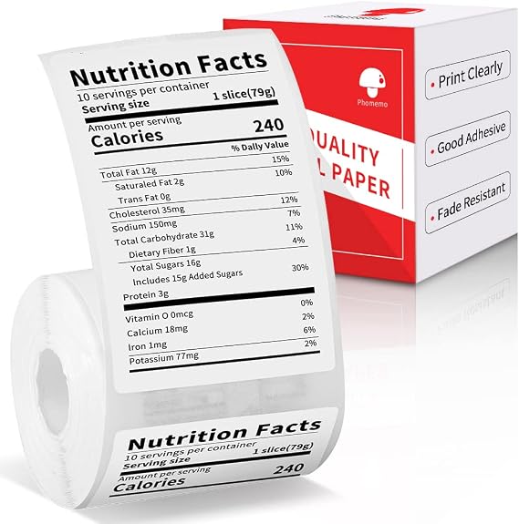 Phomemo Thermal Label Paper for M110 M200 M120 M220 M150 M250 M260 M108 M100 Label Printer, Self-Adhesive Thermal Paper for Clothing, Retail, Mailing, Barcode, White Sticker Labels, 40mm x 60mm