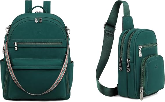 FADEON 15.6 inch Laptop Backpack for Women & Sling Bags Green Collection