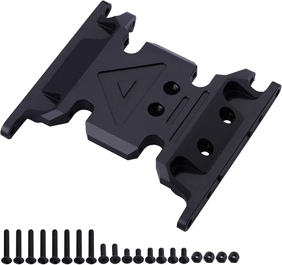 Hobbypark Aluminum Center Transmission Skid Plate Mount for Axial SCX10 II Upgrades 1/10 RC Crawler 90046 90047 Parts (Black, 4 Hole Version)