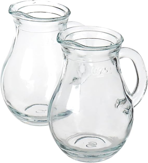 DGQ Elegant Classic Glass Creamer Pitcher - 2 Pcs, 8.5 oz, Milk & Tea Pourer