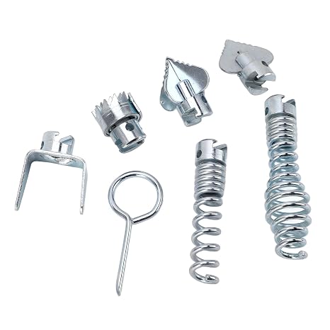 Drain Cleaner Tool, Drain Cutter Head Set Manganese Steel Drain Line Pipeline Cutting Head Set with 0.63 Inch Chuck Diameter, with Spring Connector Key, for Dredging Machine