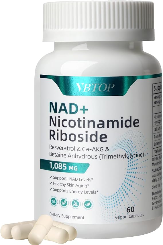 NAD+Supplement, with Trans-Resveratrol, Liposomal NAD+ 500 mg - 60 Capsules