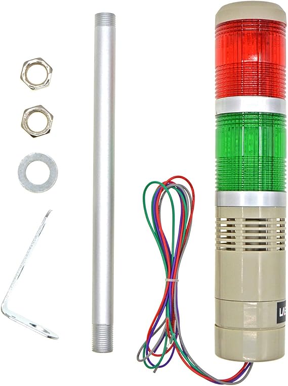 Industrial Signal Light DC 24V LED Red Green Alarm Tower Bulb Indicator Continuous Lamp Warning Light Buzzer