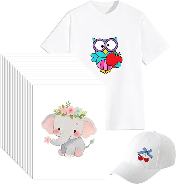 Light Color Thermal Transfer Paper - 20 Sheets 8.5x11 | Compatible with Inkjet & Laser Printers | for T-Shirts, DIY Gift & Clothing Customized Transfer Paper