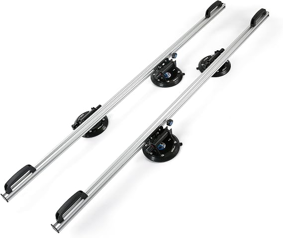 LOZLIN Double Handle Vacuum Suction Cup Lifter, Heavy Duty Aluminum Alloy Tile Glass Suction Gripper, Adjustable Stone Slab Carry Tool for Moving Lifting Installing Floor Wall Countertop Materials