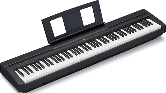 Yamaha 88-Key Weighted Portable Digital Piano Keyboard with Music Rest, Sustain Foot Switch, Built-in Speakers, USB Connectivity, Black (P45B)
