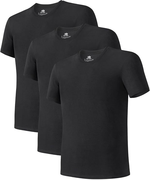 DAVID ARCHY Men's Bamboo Rayon Breathable Crew Neck Undershirts 3/5 Pack