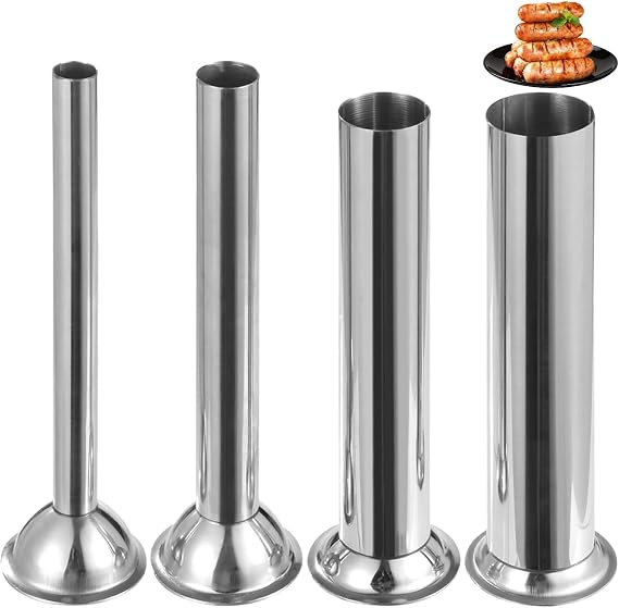 4Pcs Sausage Stuffing Tubes,Stainless Steel Sausage Stuffer Funnels for Meat Grinder,Sausage Filling Tuber,Sausage Stuffer Parts,Multiple Diameters 4 Sizes 0.63"/16mm,0.86"/22mm,1.26"/31mm,1.5"/38mm