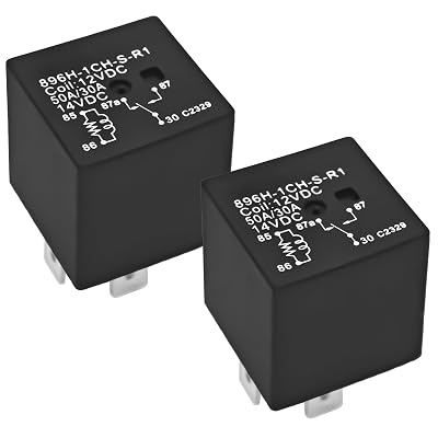 896H-1CH-S-R1 Automotive Relay Pack of 2 - 12VDC 50AMP 5-Pin Relay Quick Connect Reliable Performance