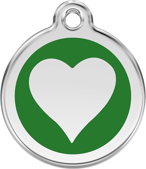 Red Dingo Personalized Heart Pet ID Dog Tag (Medium Green)