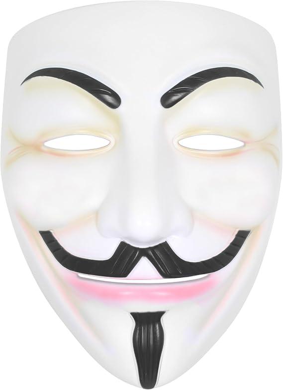 Hacker Mask V for Vendetta Mask Halloween Cosplay Costume Party Props White