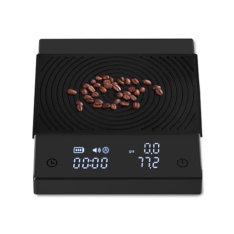 TIMEMORE Coffee Scale Basic 2.0 with Timer,Black Mirror Espresso Scale with Flow Rate Function, 2000g/0.1g High Accuracy, Digital Coffee Scale for Pour Over Drip Coffee, Black
