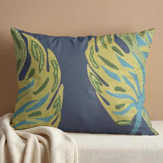 Throw Pillow Covers - Decorative Leaf Design Cushion Covers for Home Decor, Couch, Sofa, Bed, Living Room, Bedroom & Farmhouse Pillow Case for Room Decor - 1 Piece 14x20 Inches
