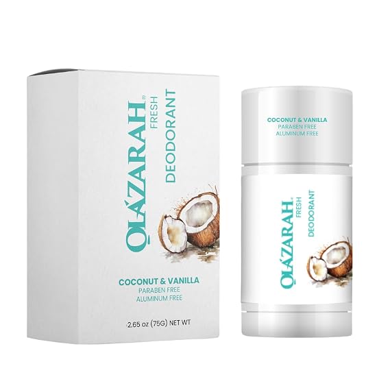 Coconut & Vanilla Deodorant Stick - 48-Hour Protection, Natural Anti-Stain Formula for Women and Men, 2.65 oz