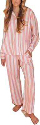 Argeousgor Women Y2k 2 Piece Pajamas Sets Floral Heart Long Sleeve Button Up Shirt Tops Pants Pjs Loungewear Sleepwear
