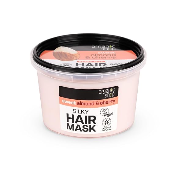 Organic Shop Hair Mask Almond & Cherry Deep Conditioner, Hydrates, Nourishes & Repairs Dry, Damaged Hair, Intensive Hydration All Hair Types. 250 ml