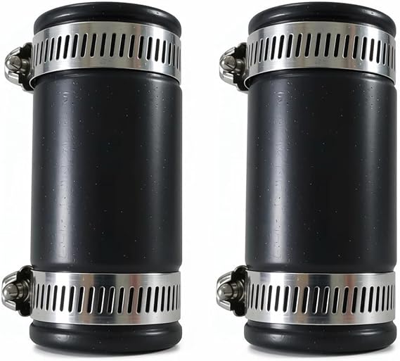 2Pcs Flexible PVC Pipe Coupling, 1.25" Rubber Straight-Tube Flexible Connector, with 4Pcs Stainless Steel Clamps, for Pipe Size 32-35mm