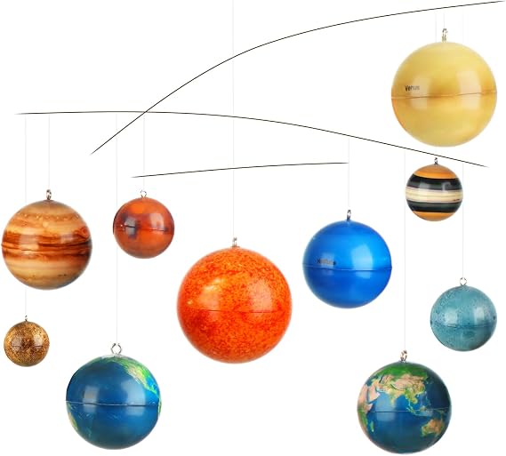 Hollowfly 3D Solar System Mobile Kit Vbs 2026 Decorations Hanging Planets Outer Space Decor Educational Planets Astronomy Gifts Multicolor Space Galaxy Themed Classroom Nursery Room Party Decor