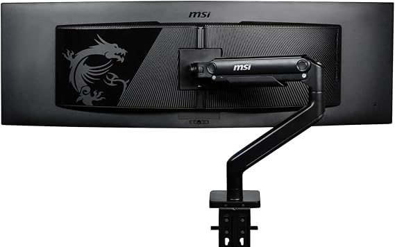 MSI MAG MT201 - Premium Heavy Duty Single Monitor Stand Arm, Supports 17-49" Screens and 44 lbs, VESA Compatible, Adjustable Spring Assisted Mount, Clamp & Grommet, Quick Release Plate - Black