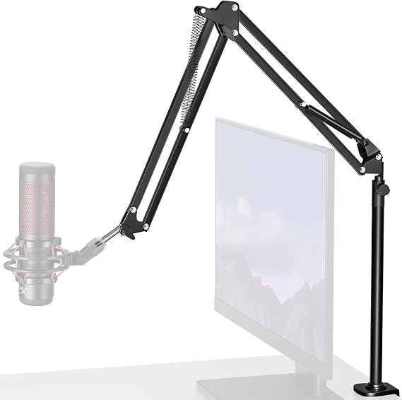 InnoGear Desk Mic Stand, Overhead Mic Boom Arm Microphone Stands High Riser for Blue Yeti Snowball HyperX QuadCast SoloCast Fifine Shure SM7B and Other Mics, MU-HP025