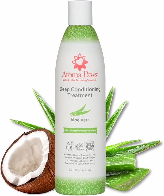 Deep Conditioning Treatment for Dogs - Detangling Conditioner for Long Coat and Undercoat - Hydrating Conditioner with Aloe Vera Extract, Avocado, and Coconut Oils - Fragrance-Free
