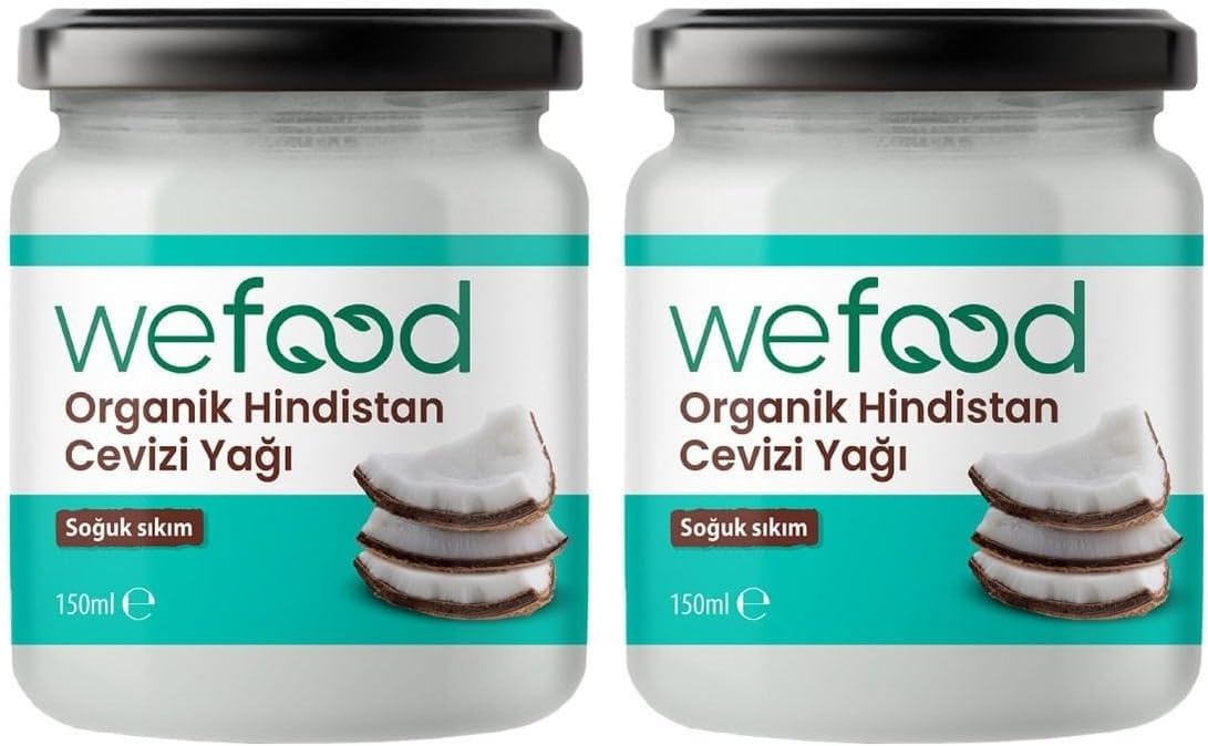 Wefood Organik Hindistan Cevizi Yağı 150 ml 2'li (Soğuk Sıkım)