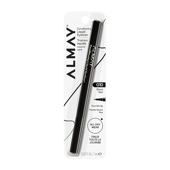Almay Conditioning Liquid Liner, 10 Black, 1 Count | Conditioning liquid eyeliner with precision felt tip. Waterproof. Vegan. Cruelty free. Hypoallergenic.