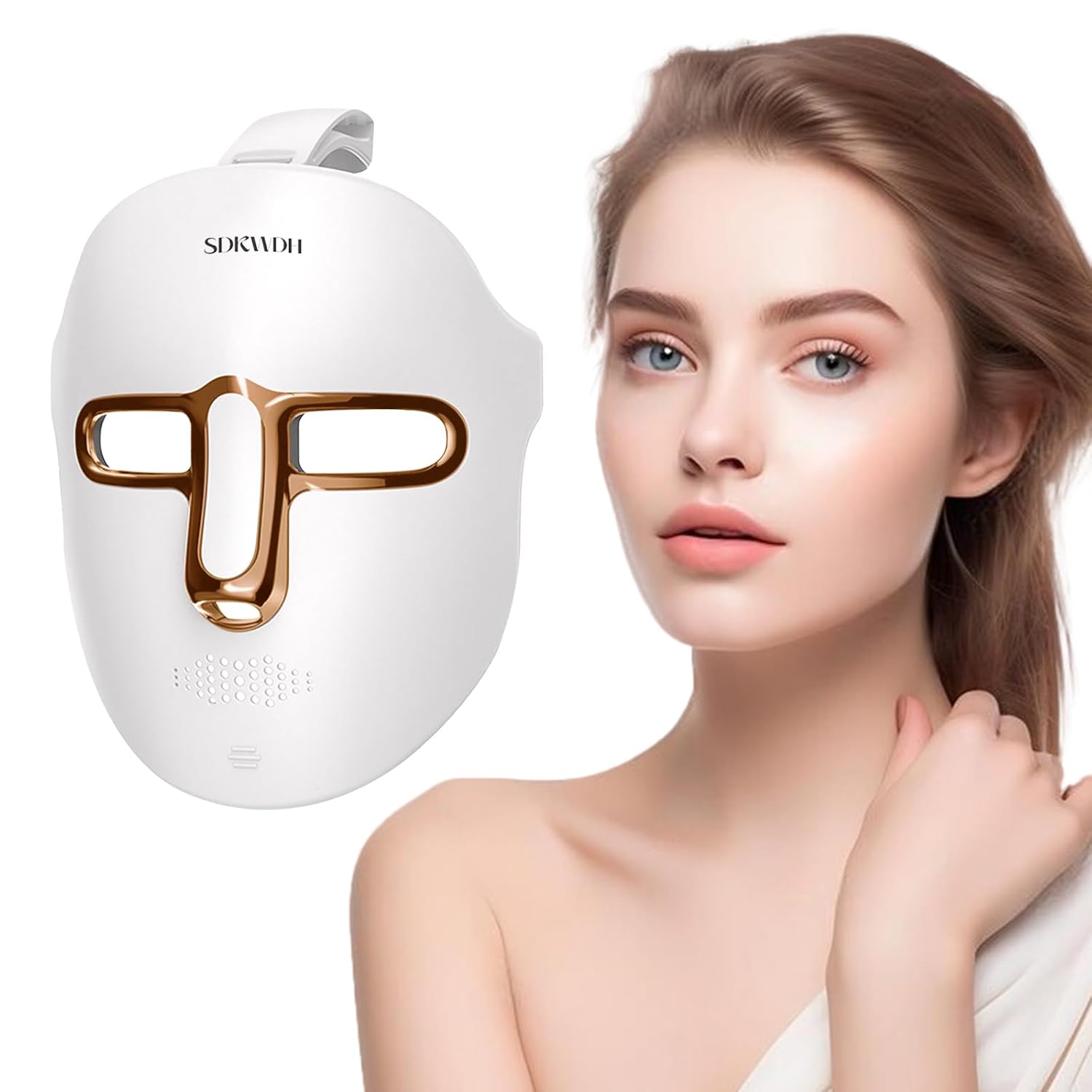 Red Light Therapy Mask for Face, Led Face Mask Light Therapy, 7 Colors LED Facial Skin Care at Home, Gold