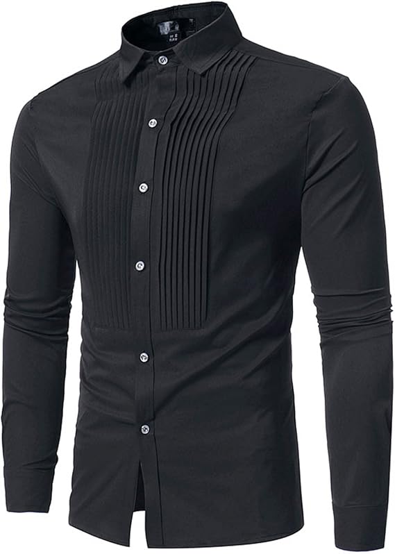 Dress Shirts for Men Classic Fit Long Sleeve Button Down Work T Shirt Fashion Solid Front Fold Design Tees Shirt