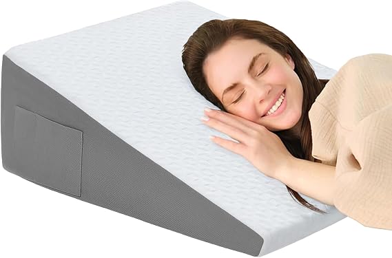 Wedge Pillow for Sleeping, 10" Memory Foam Bed Wedge with Dual Layer Foam