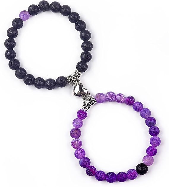 Matching Couple Bracelets Healing Crystal Heart Bracelet for Lover Him & Her Boyfriend Girlfriend Valentine's Day Gifts