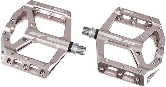 Ht ANS10 Supreme Platform Pedals, Gray, Aluminum Body, 9 Thirds Pair | Extruded Cnc Aluminum Body, Cr-Mo Spindle, 10010016.6 Mm Platform, 368 G, 10 Replaceable Pins and Side, Sealed Bearings