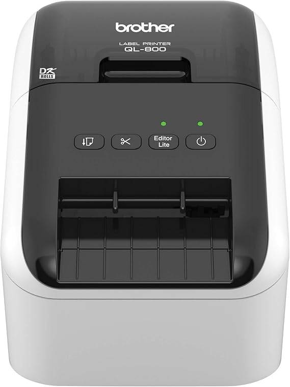 Brother QL-800 High-Speed Professional Printer, Plug & Label Feature, Genuine DK Pre-Sized, Multi-System Compatible Black & Red Printing Available (Required USB Cable Included)