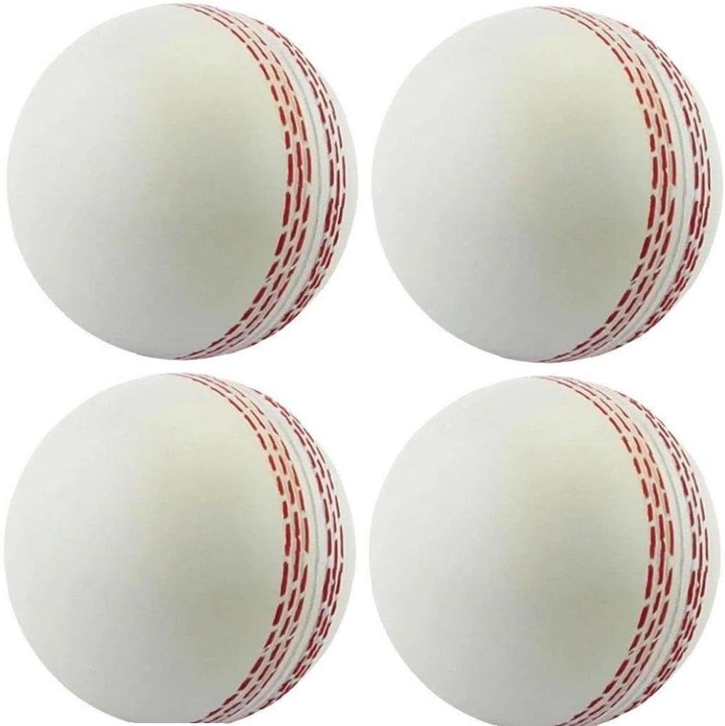 Ball Training Coaching Practice Bounce Skills Cricket Balls Hand Seam Soft Cricket Balls 4 Pieces White