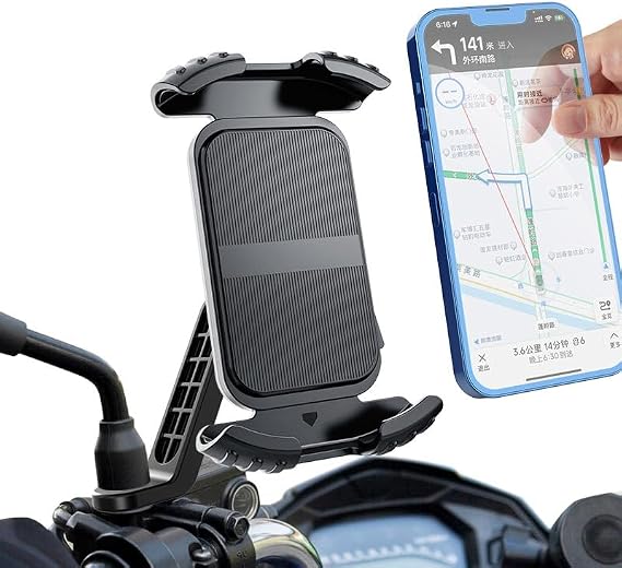 Apera MT27 Kilit Sistemli Ayna Bağlantılı Motosiklet Telefon Tutucu Yatay ve Dikey Kullanılır (MT27 Ayna Tutucu)