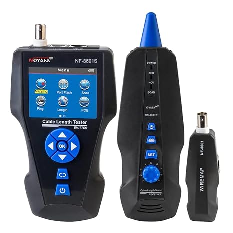 NF-8601S TDR Cable Tester for Network/BNC Coaxial/Telephone Cables with Troubleshooting Features of Length, Distance to Fault, Graphic Wire Mapping, Opens, Shorts, PoE, PING