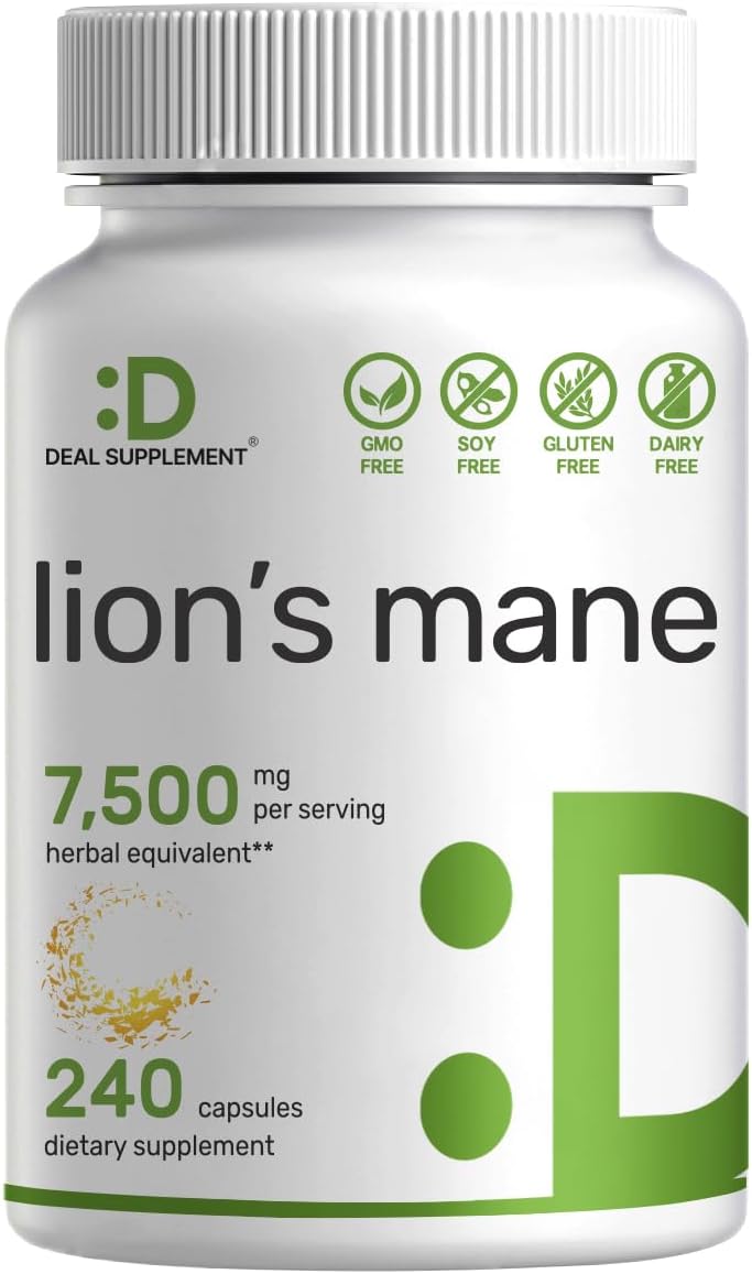 Lions Mane Mushroom Supplement – Active Fruiting Body & Mycelium, 10:1 Fresh Mushrooms Extract – Natural Brain Nootropic & Immune Support – Max Strength Capsules, Non-GMO