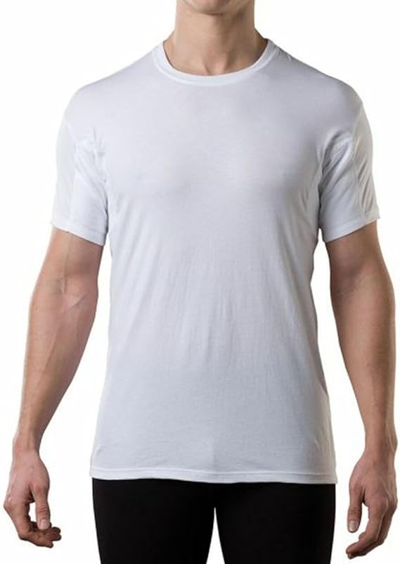 Men's Cotton Sweatproof Undershirt, Odor & Sweat Blocking, Crew Neck | For heavy sweat protection; blocks sweat marks, yellow stains, and odor