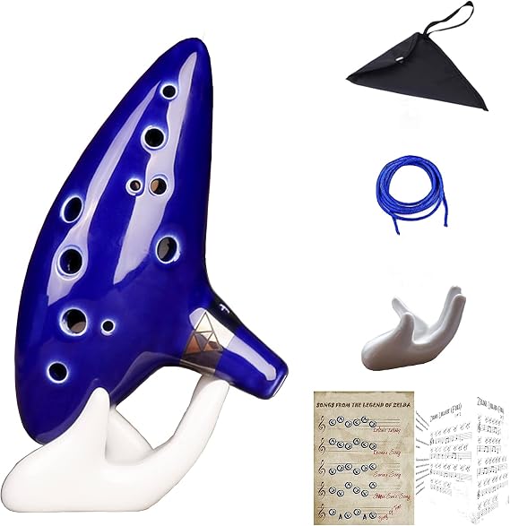 12 Hole Ocarina for Legend of Zelda with 2 Song Books, Alto C Ocarina with Getting Started Guide Display Stand and Protective Bag