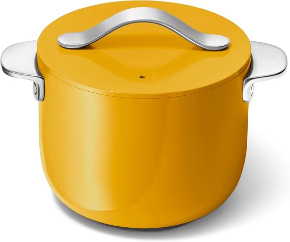 Caraway Petite Cooker, 2 qt Ceramic-Coated Pot | Free From Forever Chemicals, Perfect for Rice, Grains, or Sauces, Marigold