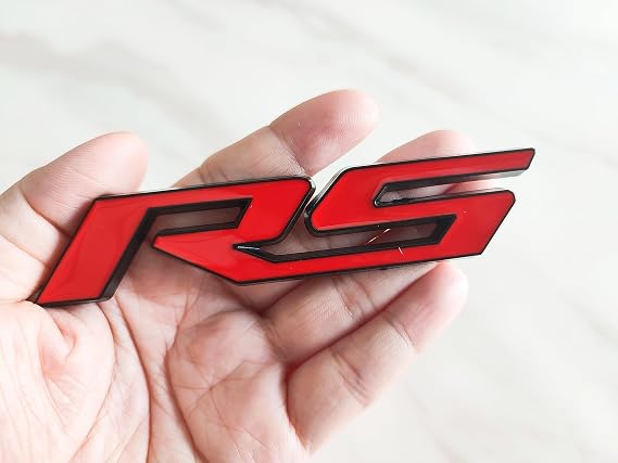 2X RS Badge Decal Suitable for RS Series Cars and Trucks (Black Edged red Letter)