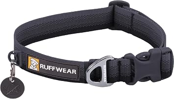 Ruffwear, Front Range Dog Collar, Adjustable Tubelok Webbing, Lightweight, Side Release Buckle, Aluminum V-Ring, Durable for Everyday Use, Aurora Teal, 11"-14"