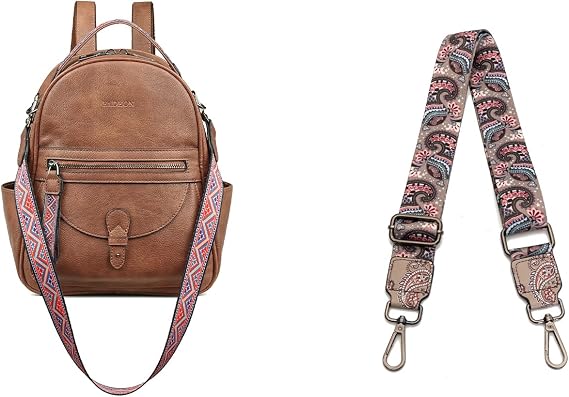 FADEON Mini Backpack Purse for Women & Shoulder Strap Brown Collection