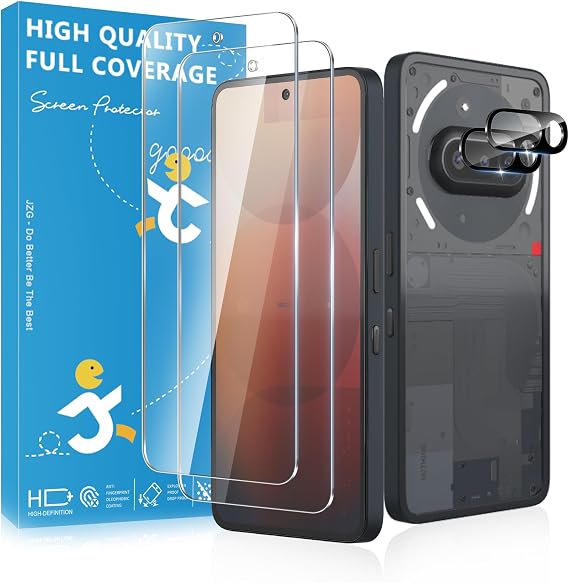 2+2 Pack for Nothing Phone 3a Screen Protector Fingerprint Compatible Glass