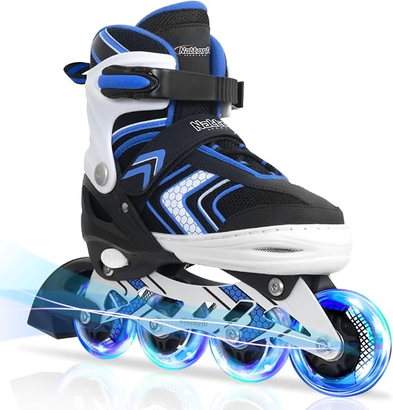 Nattork Kids Adjustable Inline Skates with Light Up Wheels, Roller Skates for Boys Girls Youth, for Boys & Girls Ages 4-16, Fun Birthday