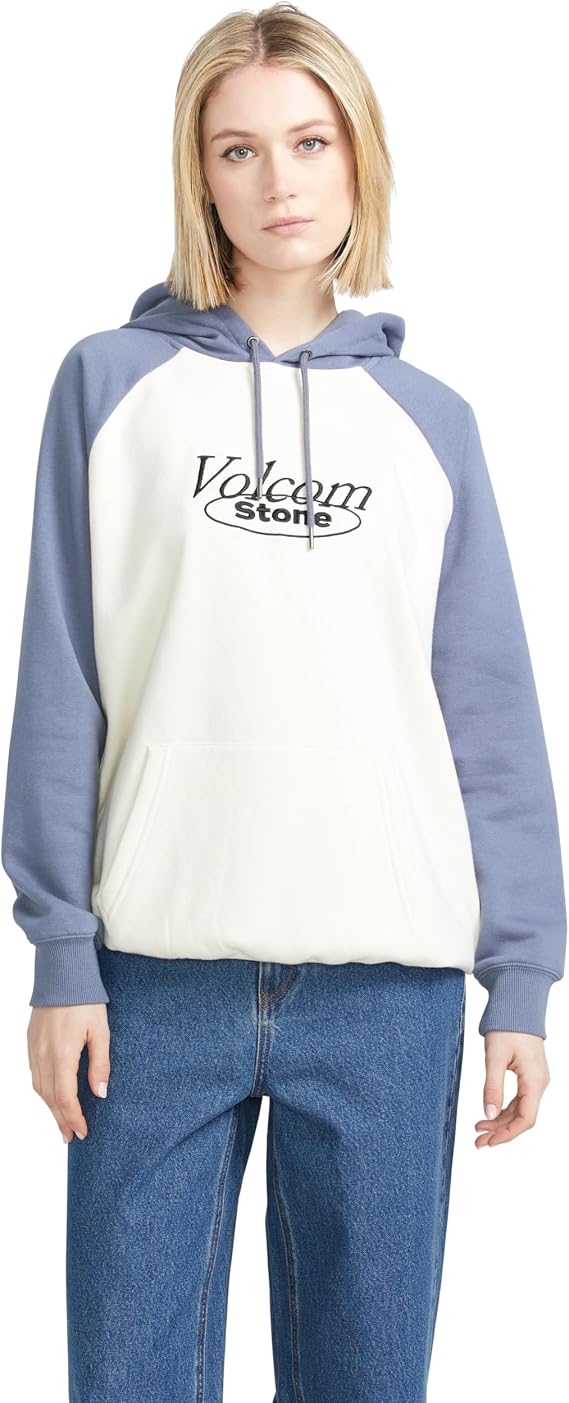 Volcom Women's Truly Stoked Ovesized Bf Hooded Fleece Sweatshirt, Bone