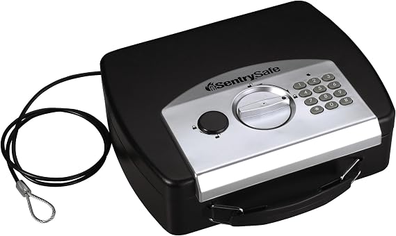 SentrySafe SENTRY P008E Compact Electronic Safe, Black, 1.9 x 9.8 x 7.1 inches