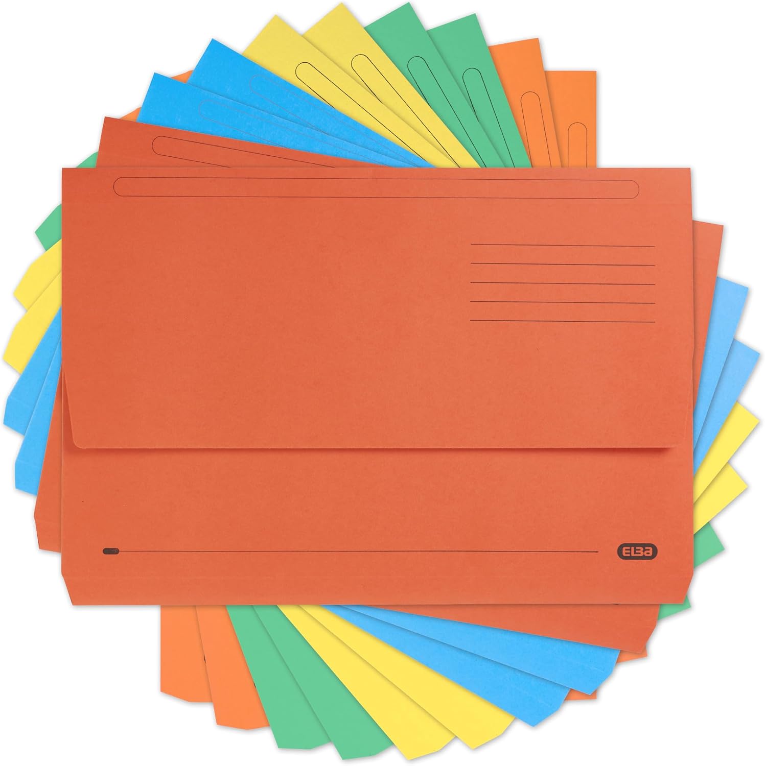 Elba Foolscap Document Wallets, Assorted Colours, A4, Pack of 10 Folders