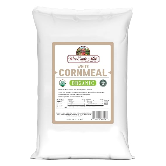 War Eagle Mill Organic White Cornmeal, 25 Pounds